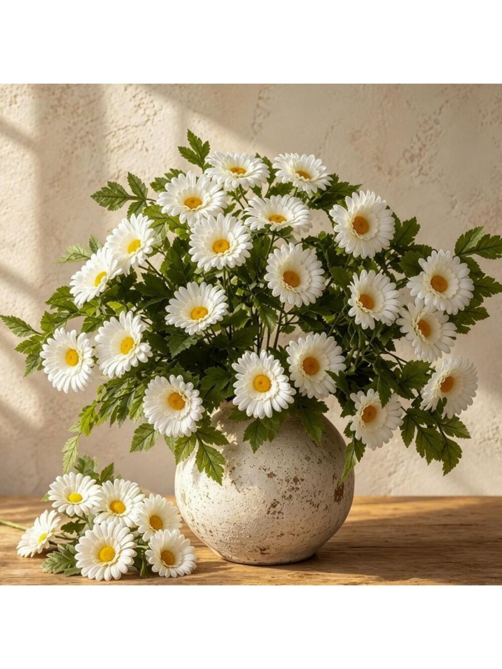 10 Pcs 27.5" White Faux Gerbera Daisy Stems - Realistic Artificial Flowers Decor